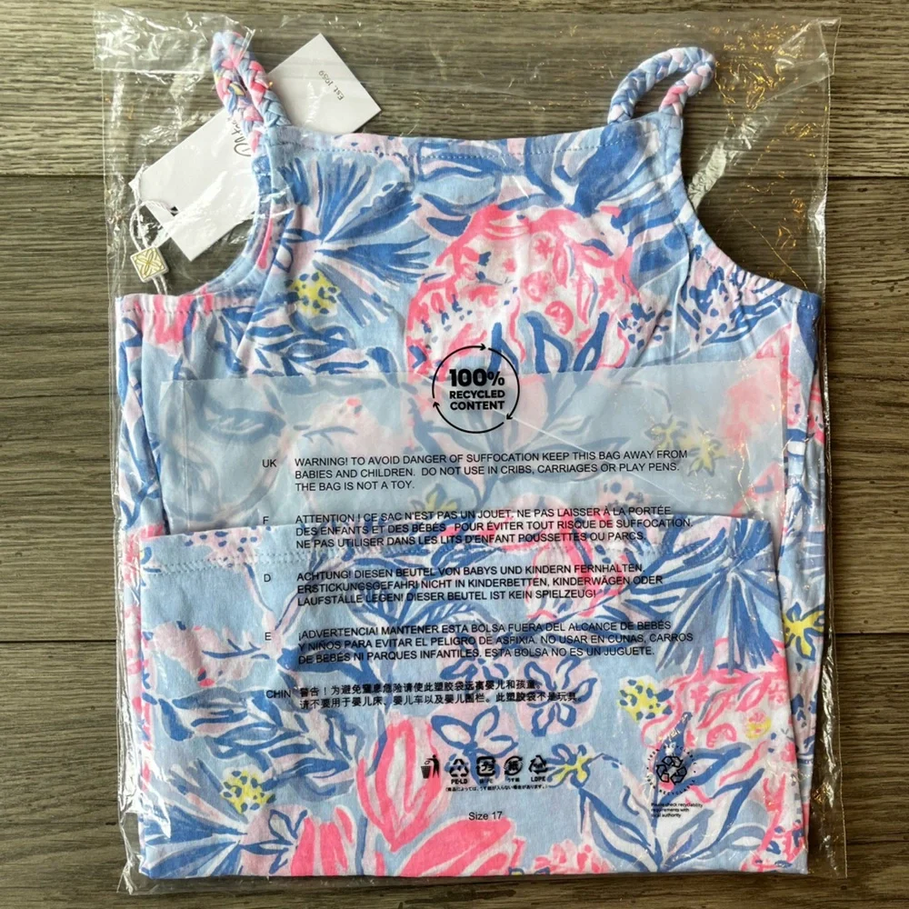 NWT Lilly Pulitzer Girls Mini Kyleigh Dress - Multi Elephant Splash XS